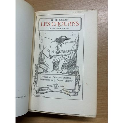 RARE* 1908 H DE BALZAC "LES CHOUANS" FRENCH FICTION ANTIQUE BOOK (P4)