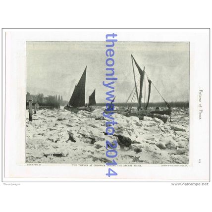 Thames at Chiswick During Recent Frost, London, England, Book Illustration, c189