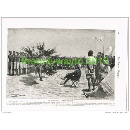 AN AFRICAN CHIEF'S DANCE, Book Illustration c1895