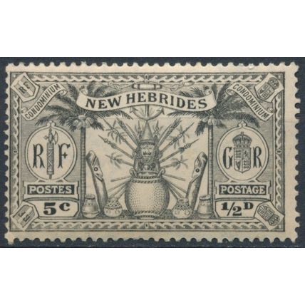 Definitive: 5c ½d - New Hebrides 1925 - NM H - SG 43