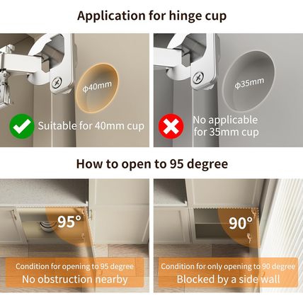 6 Pack Soft Close Cabinet Hinges 40Mm Cup 1-1/4 Inch Overlay Kitchen Cabinet Hin