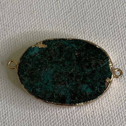 Chrysocolla Malachite Gold Dipped Connector Bead Double Sided Jewelry Making 1.5