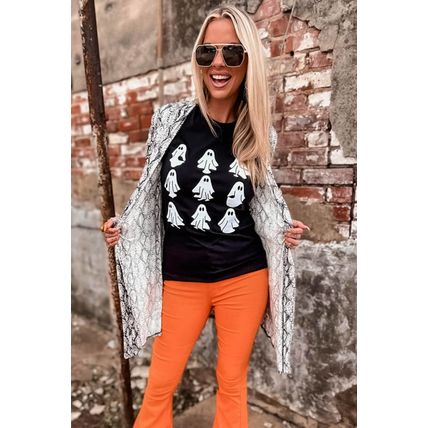 Black Halloween Ghost Graphic Tee