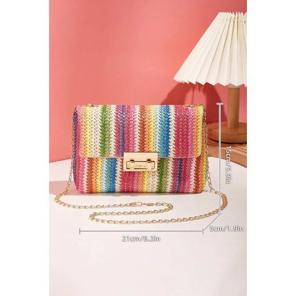 Multicolour Bohemian Woven Gold Chain Shoulder Bag
