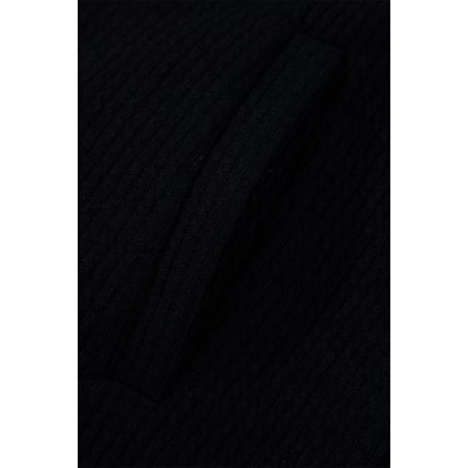 Black Solid Color Corduroy Buttoned Long Sleeve Shacket