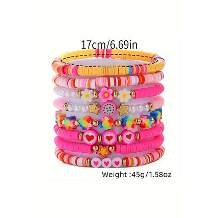 Coral Paradise Valentine Heart Flower Beaded Multi Layered Bracelet