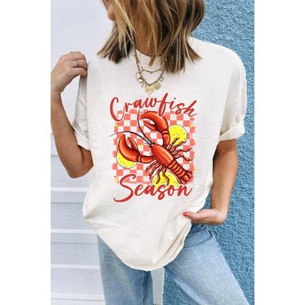 White Crawfish Season Graphic Fashion Summer T Shirt