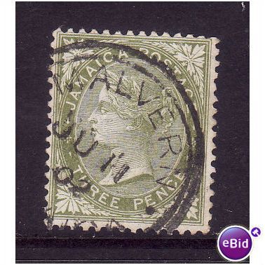 JAMAICA 1886 SG 21 3d SAGE GREEN FINE USED