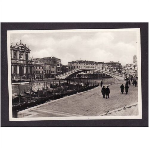 ITALY POST CARD - VENICE - THE NEW STATION BRIDGE - NICE B & W PHOTO UNUSED