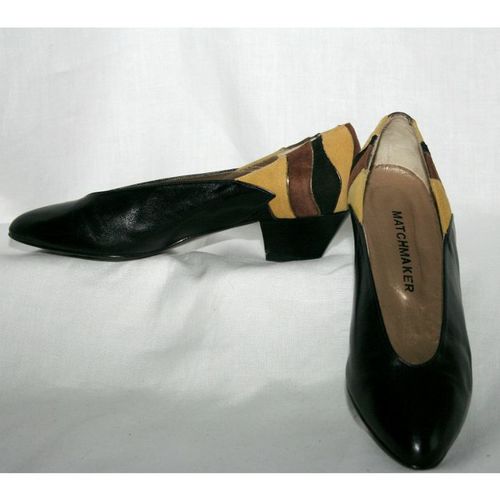 Vintage 1980 Black Multi Shoes Size 6 uk 39 Euro