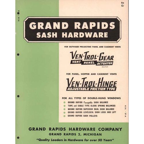 grand rapids hardware company 1956 ven-trol-gear hinge vintage catalog