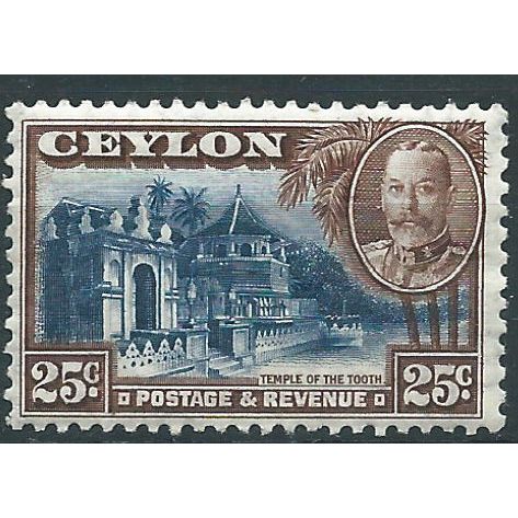 Ceylon 1935 SG375 25c Deep Blue & Chocolate Mounted Mint . . ..