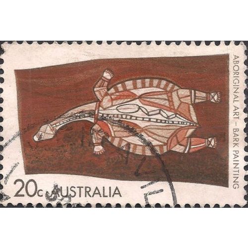 AUSTRALIA, REPTILE, Aboriginal painting, brown 1971, 20c