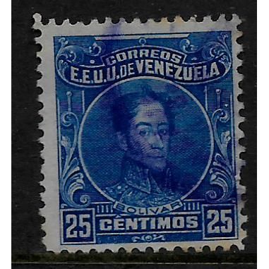 VENEZUELA 1915 25c BLUE SIMON BOLIVAR SG 383 FINE USED#