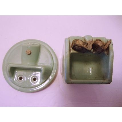 Vintage Jadite Ceramic Procelain Telephone Jack and Electrical Connector