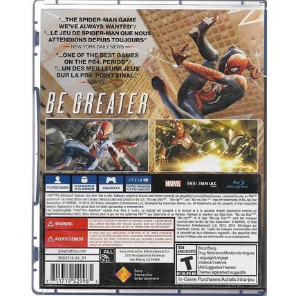 Marvel Spider-Man Game for PlayStation 4 PS4 3004314 Insomniac 2018 Rated T