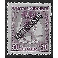 Mi 241: 50 f. purple Definitive Stamp: Queen Zita, overprinted 'KÖZTÁRSASÁG'