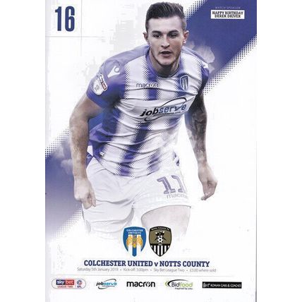 COLCHESTER UNITED v NOTTS COUNTY LEAGUE DIVISION TWO 2018/19