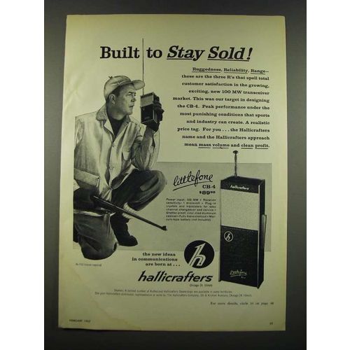 1962 Hallicrafters Littlefone CB-4 Radio Ad - Built to Stay Sold