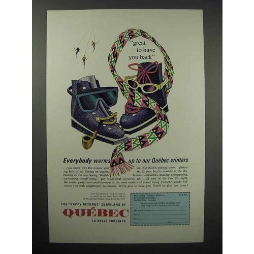1962 Quebec Canada Tourism Ad - Great To Have You Back