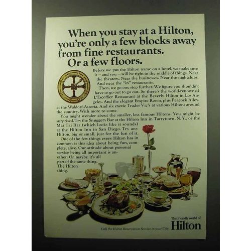 1969 Hilton Hotel Ad - Fine Restaurants
