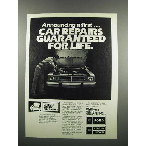1983 Ford Lifetime Service Guarantee Ad - Car Repairs
