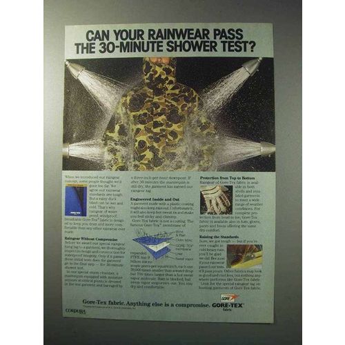 1986 Gore-Tex Fabric Ad - Pass 30-Minute Shower Test