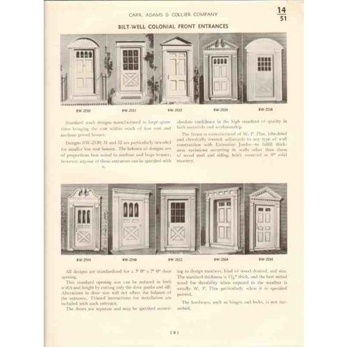carr adams collier company 1941 bilt-well veneer doors vintage catalog