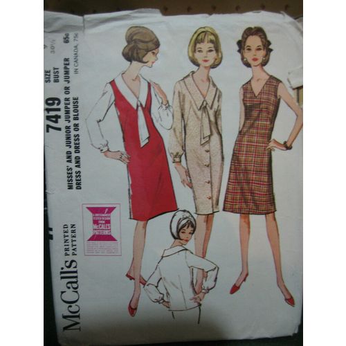 McCall's 7419 Misses Jumper, Dress & Blouse Pattern - Size 9 Bust 30 1/2