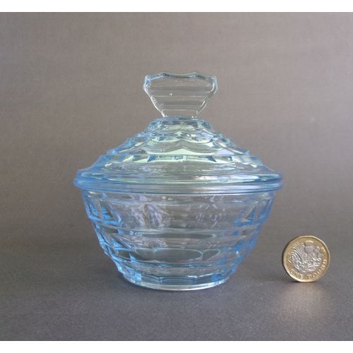 Art Deco German Walther & Sohne "Mary" Powder Bowl in Blue Glass.