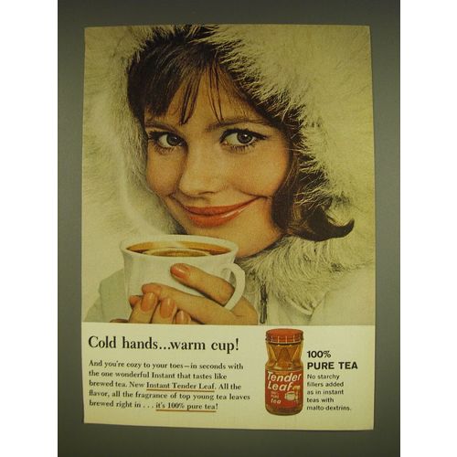 1963 Tender Leaf Tea Ad - Cold hands.. Warm cup
