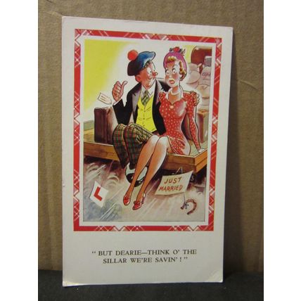 SAUCY SEASIDE POSTCARD 1966 pm comic humour by Valentine & Sons just married #