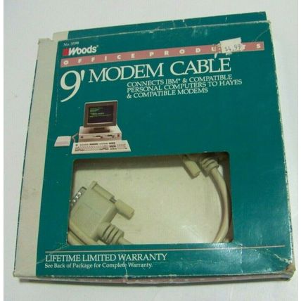 NEW!! WOODS 9' FT RS232 9-Pin DB9 Female to 25-Pin DB25 Male MODEM CABLE!!