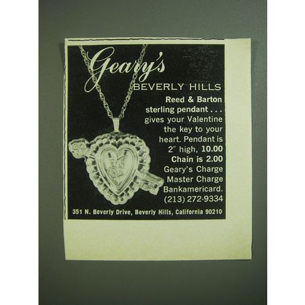1974 Geary's Reed & Barton Sterling Pendant Advertisement