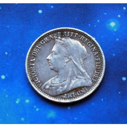 1893 Queen Victoria Veiled Head Silver Threepence 3d Coin MQ