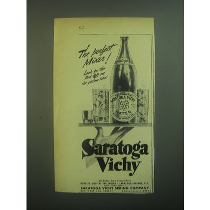 1945 Saratoga Vichy Water Ad - The perfect mixer!