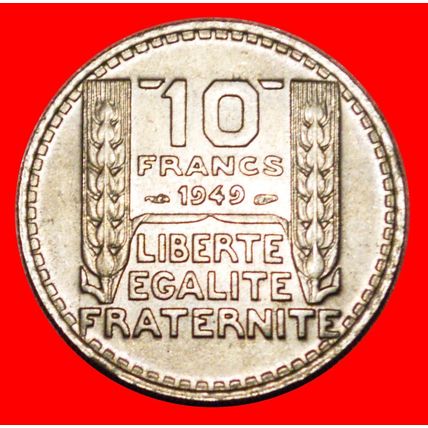 PHRYGIAN CAP: FRANCE ★ 10 FRANCS 1949 MINT LUSTRE!★LOW START★NO RESERVE!