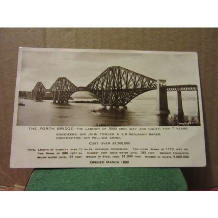FORTH BRIDGE, SCOTLAND ..used vintage postcard RP by Valentine 1932 pm =