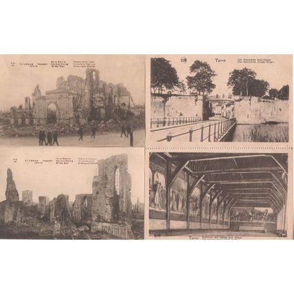 Ypres The Ramparts Cloth Halls 4x Bomb WW1 Damage Postcard s