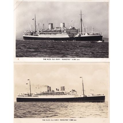 Rangitiki Ship NZS New Zealand Shipping Company 2x RPC Postcard Photocard
