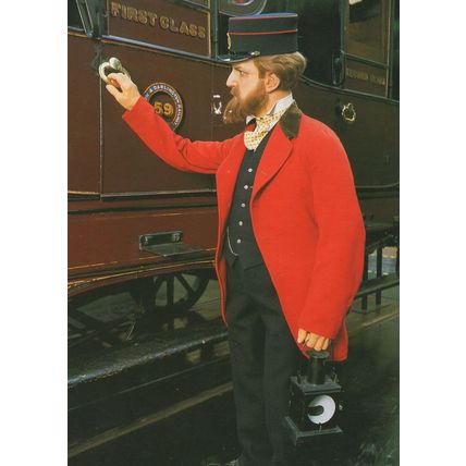 Stockton & Darlington Railway Guard By Victorian Train Postcard