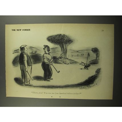 1952 Cartoon by Whitney Darrow, Jr. - There, now! You owe me four hundred