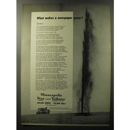 1953 Minneapolis Star and Tribune Newspaper Advertisement - What makes great?