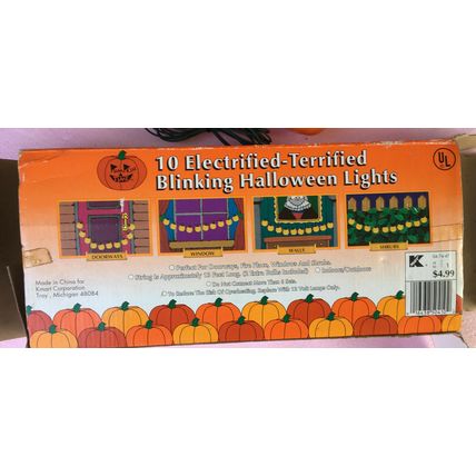 Halloween 10 Jack-O-Lantern Blowmold String Lights PARTS vintage pumpkin strand