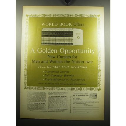 1957 World Book Encyclopedia Ad - World Book Offers a Golden Opportunity
