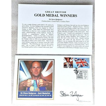 GOLD MEDAL WINNERS SIR STEVE REDGRAVE & RICHARD MEADE HAND SIGNED AUTOGRAPHS ON