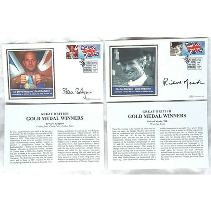 GOLD MEDAL WINNERS SIR STEVE REDGRAVE & RICHARD MEADE HAND SIGNED AUTOGRAPHS ON