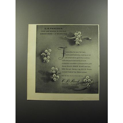 1956 C.D. Peacock Jewelry Ad - Flowerettes for your fair lady