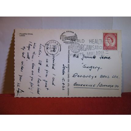 PICCADILLY CIRCUS, London. used postcard 1962 pm #