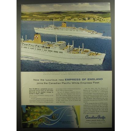 1956 Canadian Pacific Cruise Ad - Now the luxurious new Empress of England